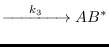 $\displaystyle \xrightarrow{\hspace{0.5cm}{k_3}\hspace{0.5cm}} AB^*$