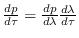 $%
\frac{dp}{d\tau }=\frac{dp}{d\lambda }\frac{d\lambda }{d\tau }$